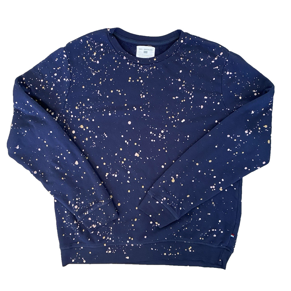 Sol Angeles Paint Splatter Navy Blue Pullover Sweatshirt XL Rare Artsy Hipster